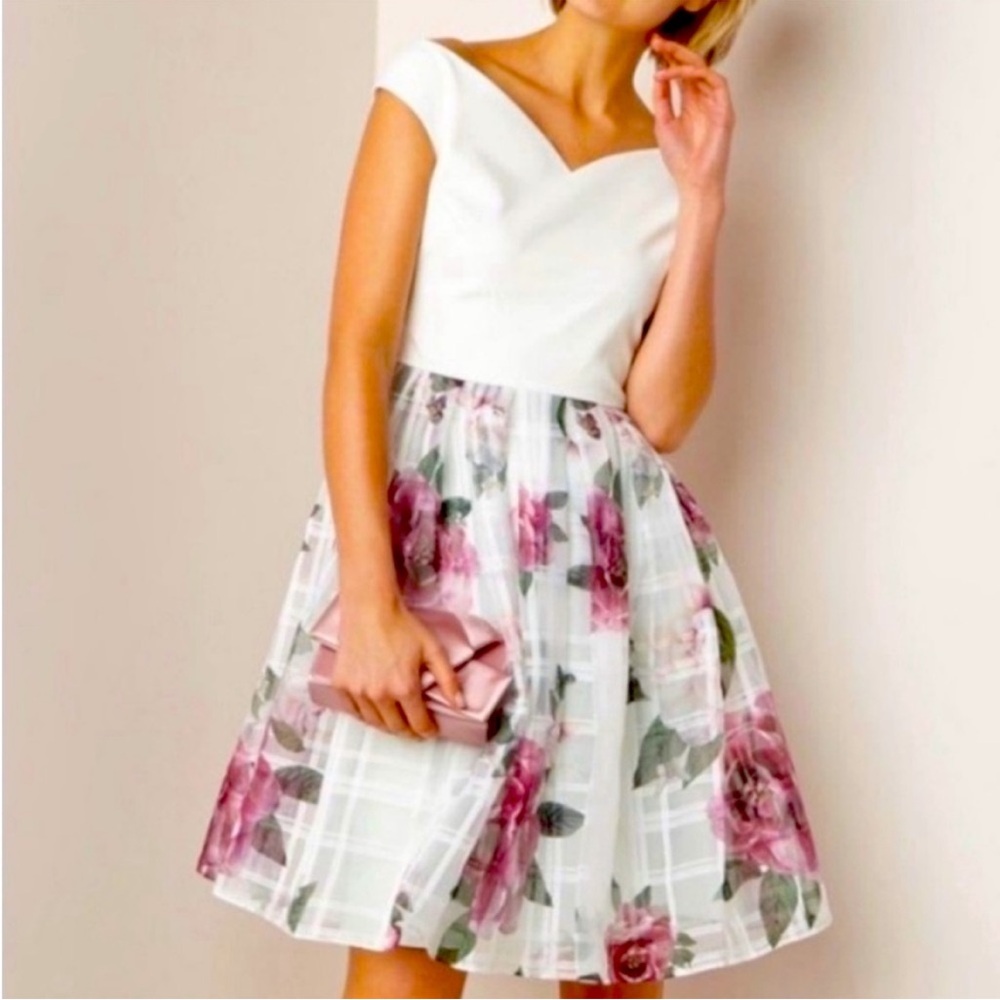 TED BAKER LICIOUS BARDOT PLEATED FIT & FLARE  DRESS TB 2 / US 4-6